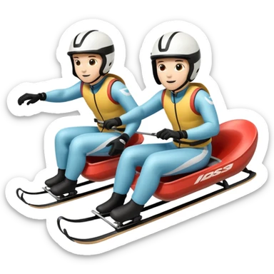 doubles olympic luge in a sled going down a run sticker