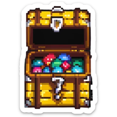 mysterious treasure chest hidden behind a large question mark sticker