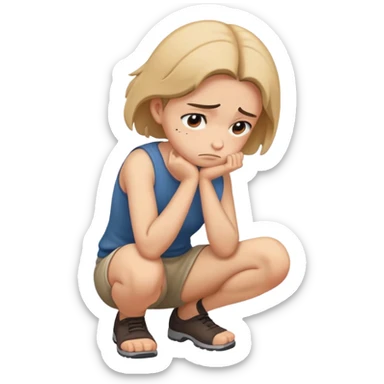 sad person full body crouched down sticker