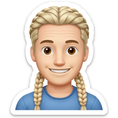 A white ton skin man with braided hair sticker