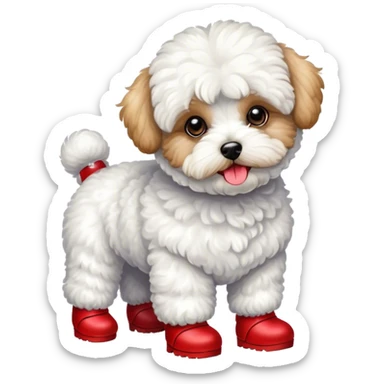 Maltipoo wearing boots sticker