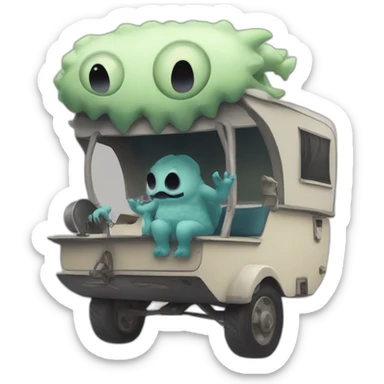 horrible Monster sit on a caravan palace sticker