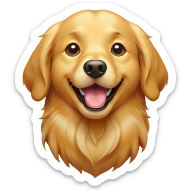 Cinematic Comical Golden Retriever Portrait Emoji, Head tilted dramatically with an exaggeratedly shocked or amused expression, featuring a vibrant golden coat with a lively sheen, wide, expressive brown eyes filled with playful disbelief, Simplified yet hilariously expressive features, highly detailed, glowing with a slightly sassy glow, high shine, dramatic yet playful, stylized with an air of cheeky attitude, bright and endearing, soft glowing outline, capturing the essence of a spirited and over-the-top companion, so meme-worthy it feels like it could side-eye its way into internet fame instantly! sticker
