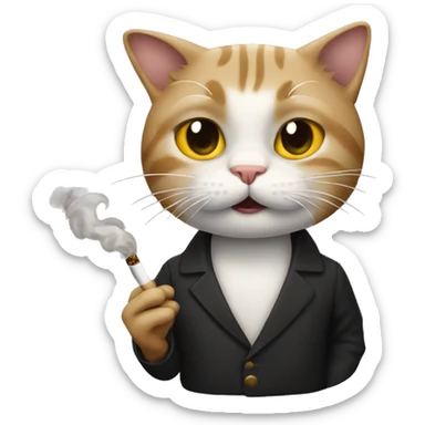 Cat smoking sticker