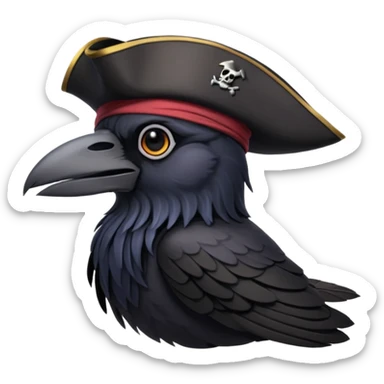raven with a pirate hat 128.128 sticker