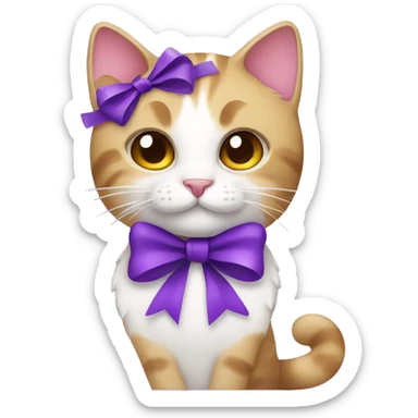 Cat with a purple bow sticker