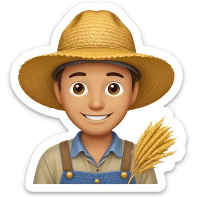 farmer man with straw hat sticker