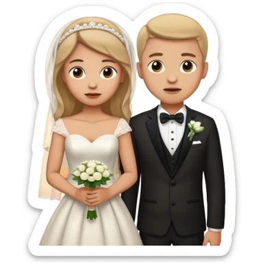 confused newlywed couple sticker