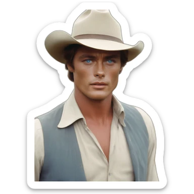 Alain Delon young farmer blue eyes short red hair sticker