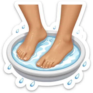 bare feet being washed, pedicure sticker
