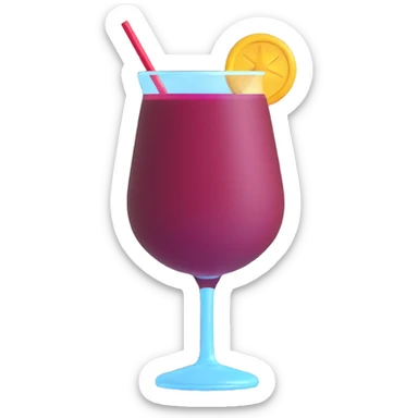 3D emoji style cocktail glass with burgundy drink and a mini flag sticker
