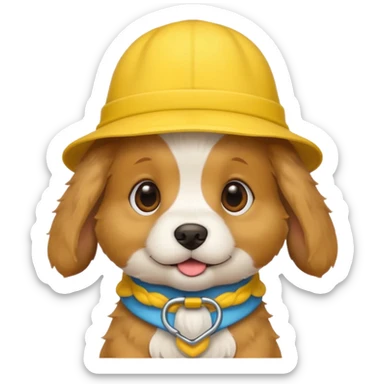 puppy dog with hat yellow sticker