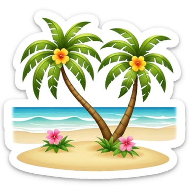 warm summer breeze blowing through beach palm trees and flowers sticker