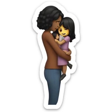To girl with black hair one tall and the another shortThey hug each other sticker