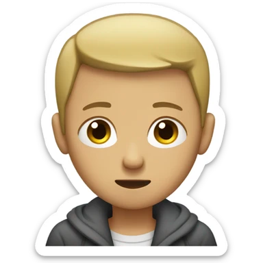 sad boy with buzzcut thin face dirty blonde hair sticker