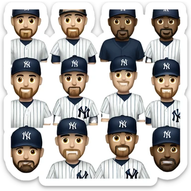 White man with goatee 56 age wears jersey New York Yankees  sticker