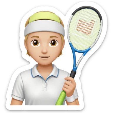 Tennis player with white sweatband sticker