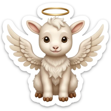 beige baby goat with angel wings  sticker