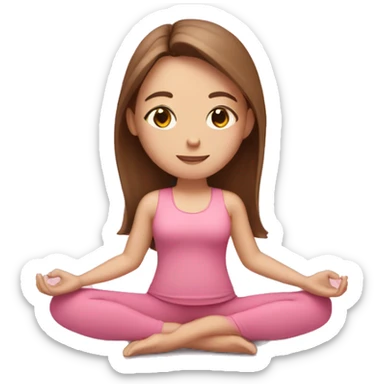 White Girl with brown hair doing yoga in pink tones  sticker