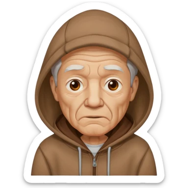 old man with brown hoodie sticker