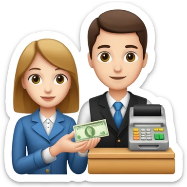 a person handing money to a cashier sticker