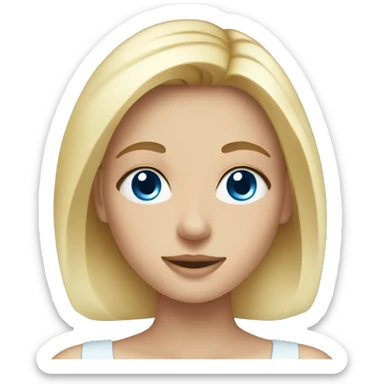 Blonde girl with Blue eyes in bathtobe doing skincare sticker