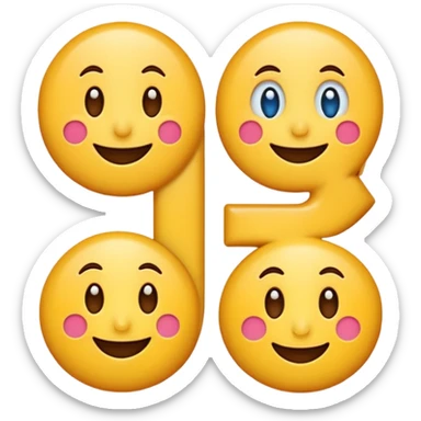 cartoon-style numbers 1, 2, 3 with smiling faces, bright colors, emoji style, transparent background sticker