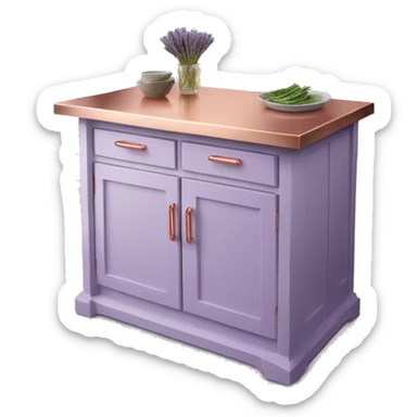 Realistic lavender kitchen counter island with rose gold counter top. sticker