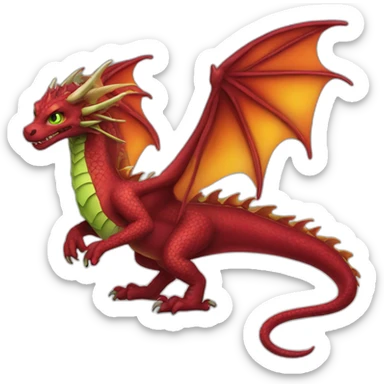 Fire Burgundy dragon with green eyes sticker