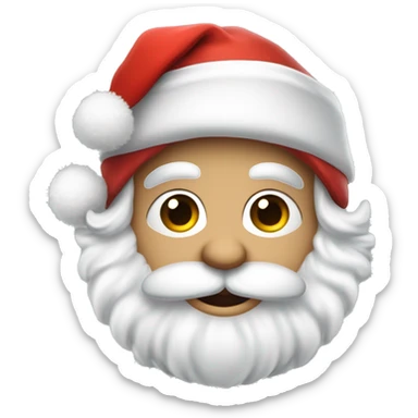 “An adorable Santa with a red suit, fluffy white beard, rosy cheeks, big eyes, and a red hat with a white pom-pom réaliste  sticker