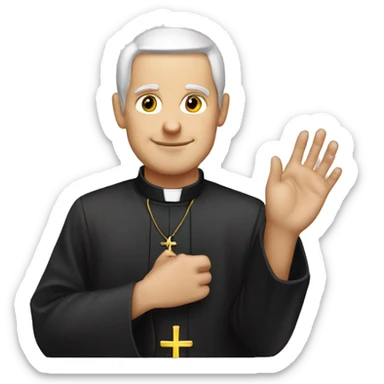 White Catholic Priest doing phone hand symbol sticker