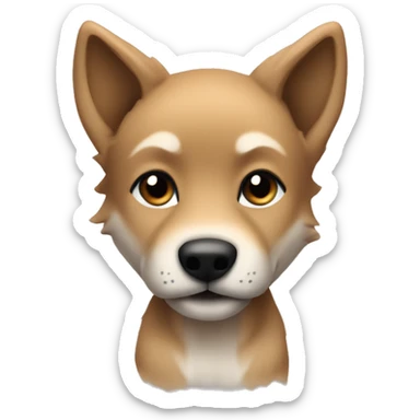 4 very short legs a light brown puppy-like wolf with black ears sticker