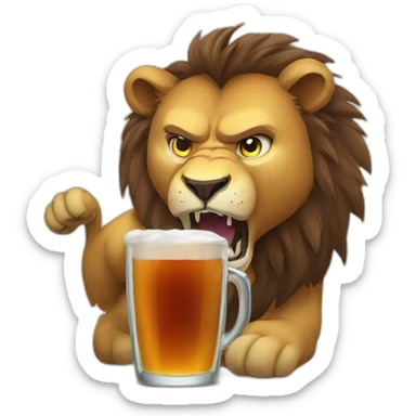 lion angry drinking bear sticker