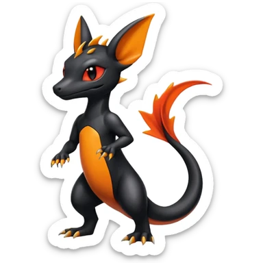 Shiny Cute Salandit-Umbreon-Charmeleon-Fakémon-hybrid-creature (full body)  sticker