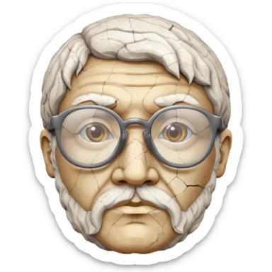 white cracked marble greek statue head with glasses sticker