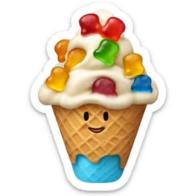 ice cream with gummy bears on top sticker