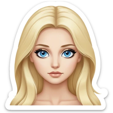 blonde, blue eyes baddie,pretty makeup, strong makeup, black eyeliner, long hair sticker