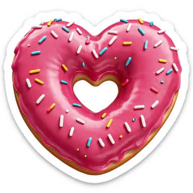 Realistic isolated heart shaped donut with red frosting. sticker