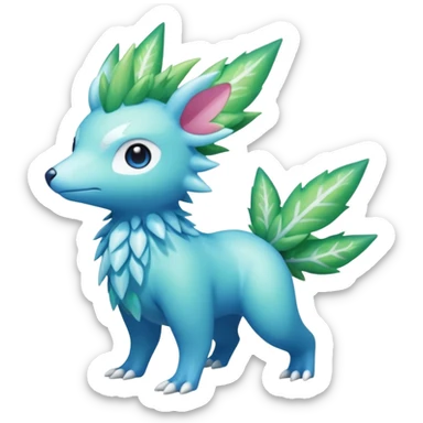 Blue hydro-elemental Virizion-Trico-Amaura-Shaymin-hybrid-creature (full body) sticker