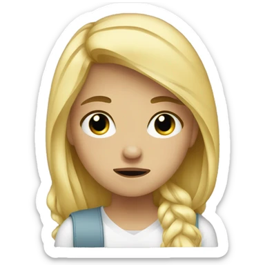 A blonde girl crying while studying  sticker