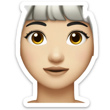  a Korean woman with long straight hair with black bangs, and I have bright skin, blusher, and freckles sticker