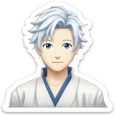 Gojo satoru blue eyes white haur young adult sticker