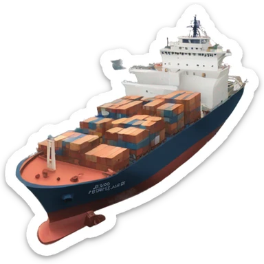 a harbor with ship and cargo, use the emoji style to make it easy but strongly describe the scene sticker