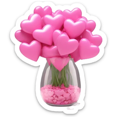 10000000 huge pink hearts on stems in a clear glass vase sticker
