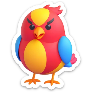 cute bird, round and colorful, Microsoft Fluent 3D emoji style sticker