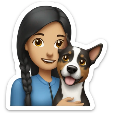 brunette girl with blue heeler sticker