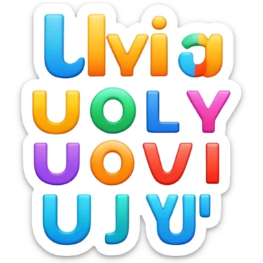 word UYI in bold colorful font as single unit sticker