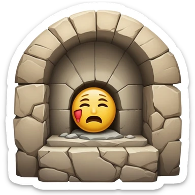 I want you to cry an emoji with an old stone tomb, with the stone closing the open tomb. It's Jesus' tomb. sticker