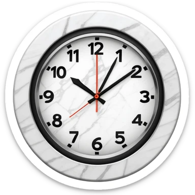 White marble effect Clock with outline sticker