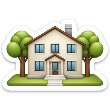 modern house, apple emoji style sticker